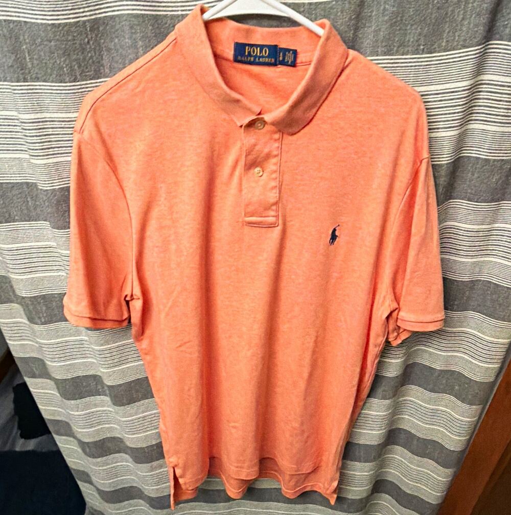 Polo Ralph Lauren Men's Polo Shirt Pink Solid Embroidered Logo L Reg